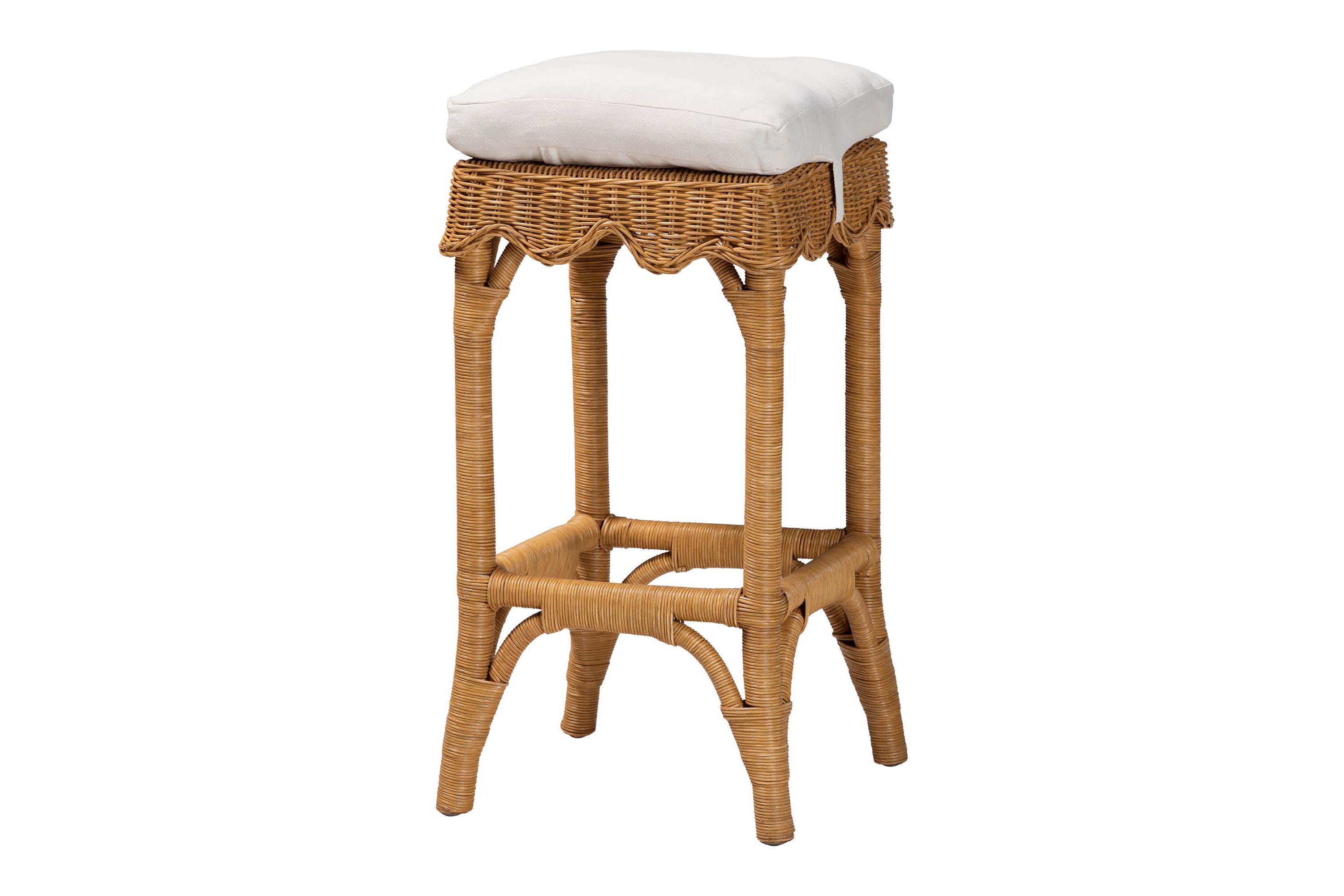 Muy Scallop Honey Rattan Bar Stool