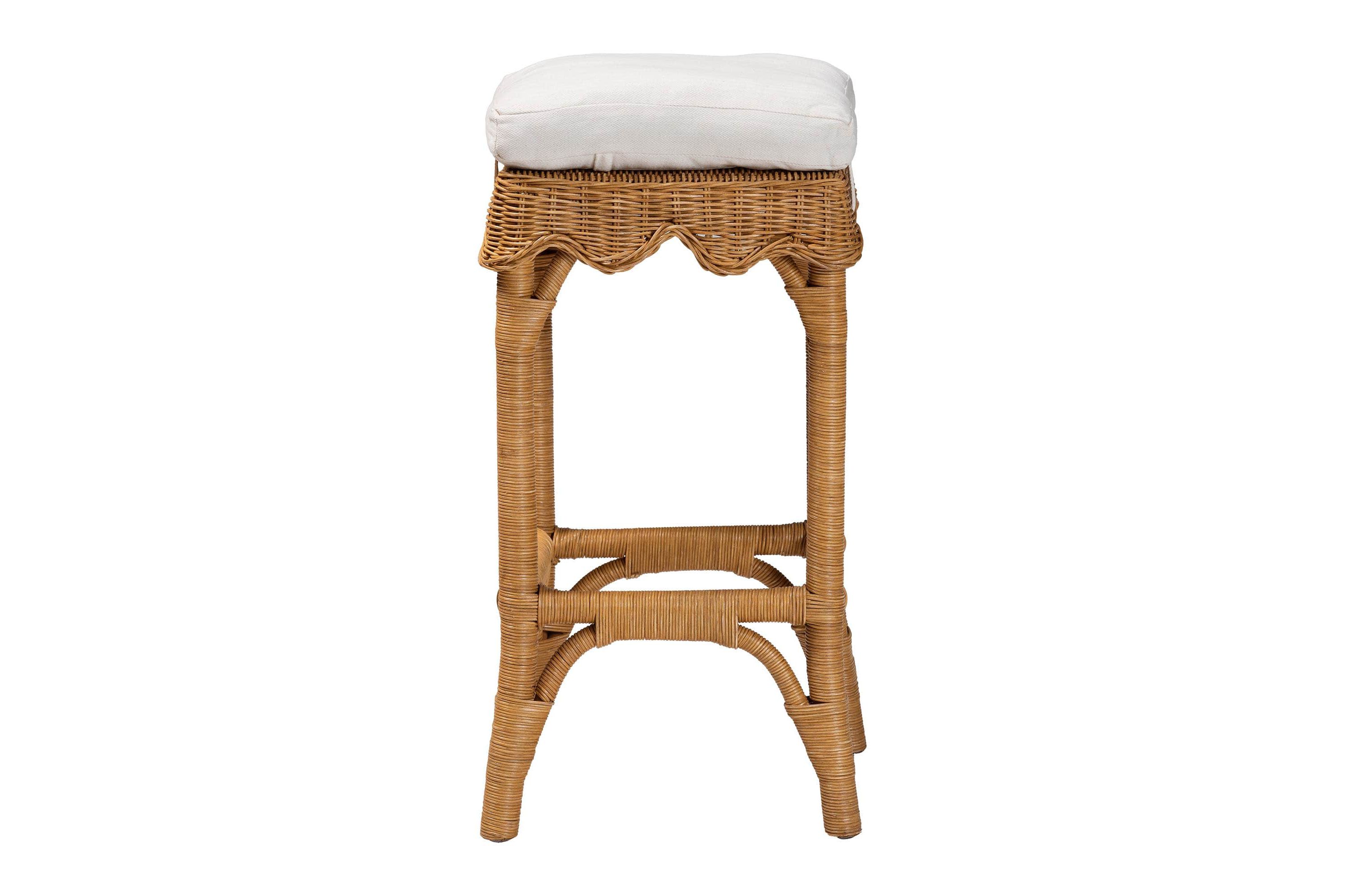 Muy Scallop Honey Rattan Bar Stool