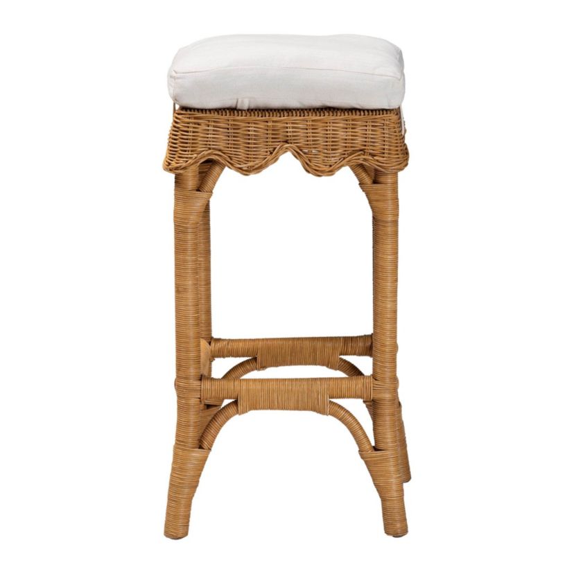 Muy Scallop Honey Rattan Bar Stool