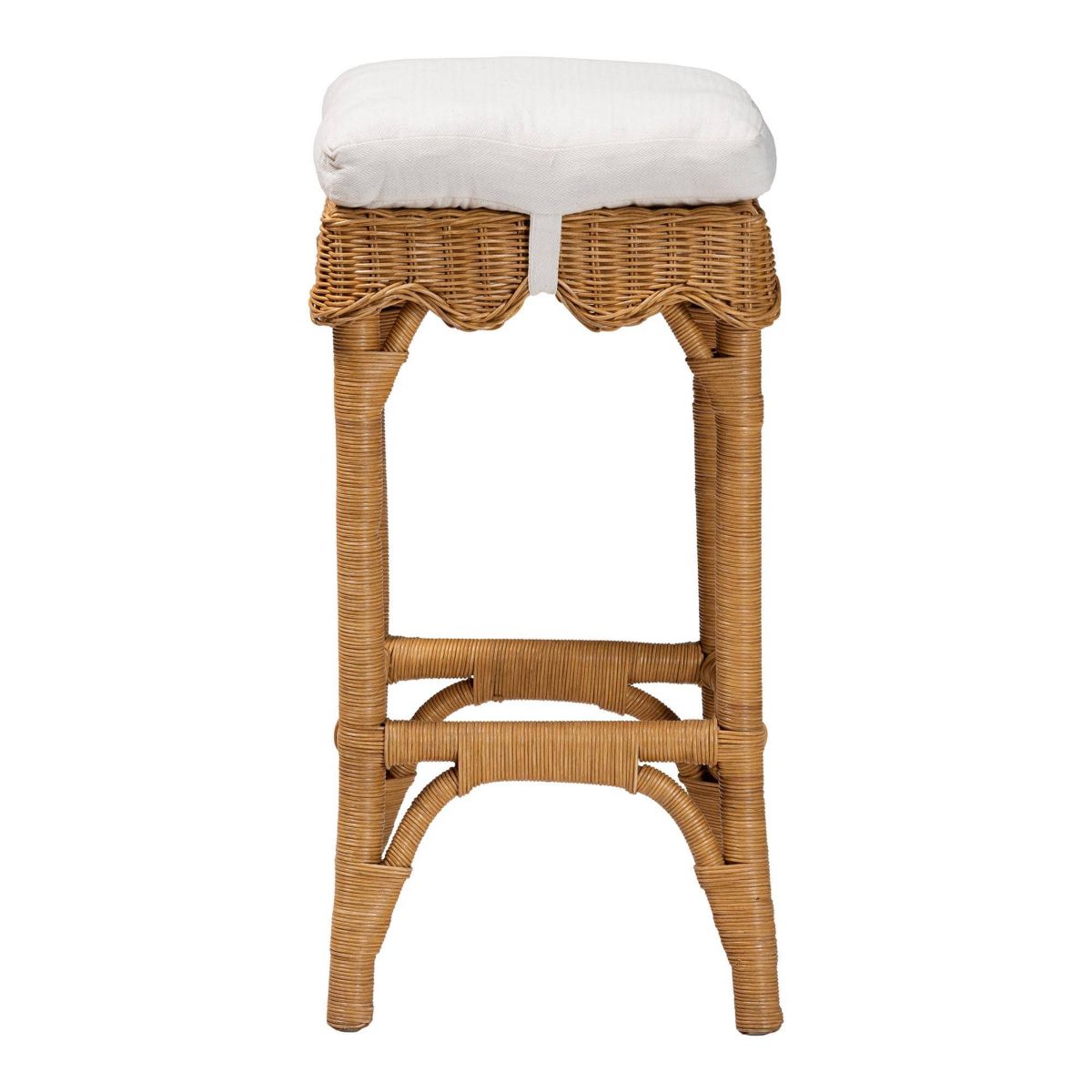 Muy Scallop Honey Rattan Bar Stool