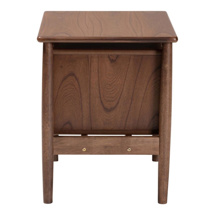Alyssa Walnut Brown Wood 2-Drawer Nightstand Woven with Rattan