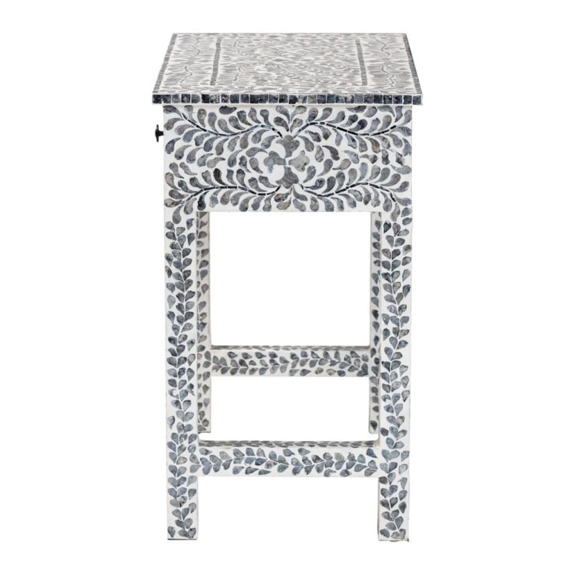 Diata Black and White Mother of Pearl Capiz Shell 2-Drawer Console Table