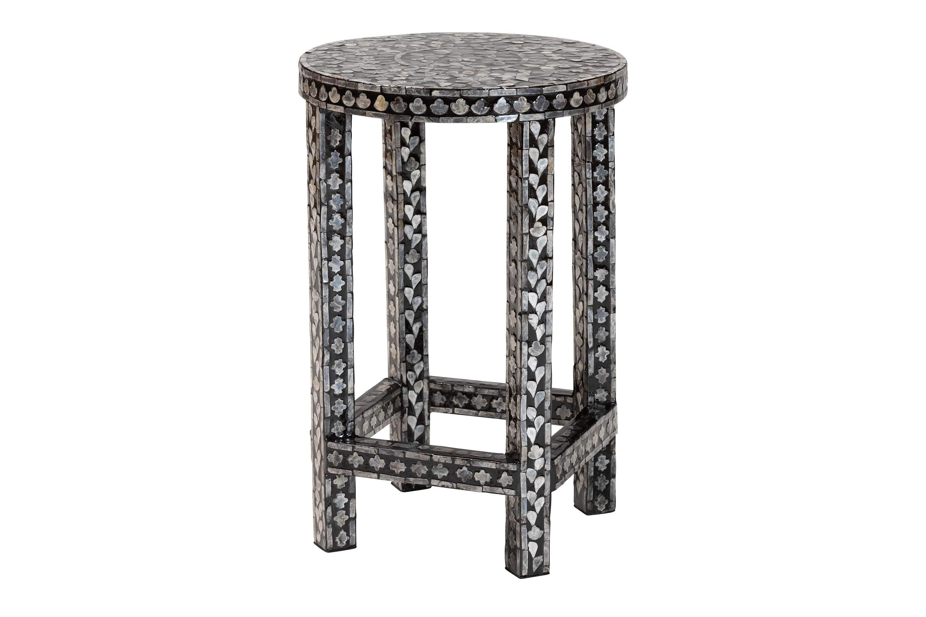Elara Black and White Mother of Pearl Capiz Shell End Table