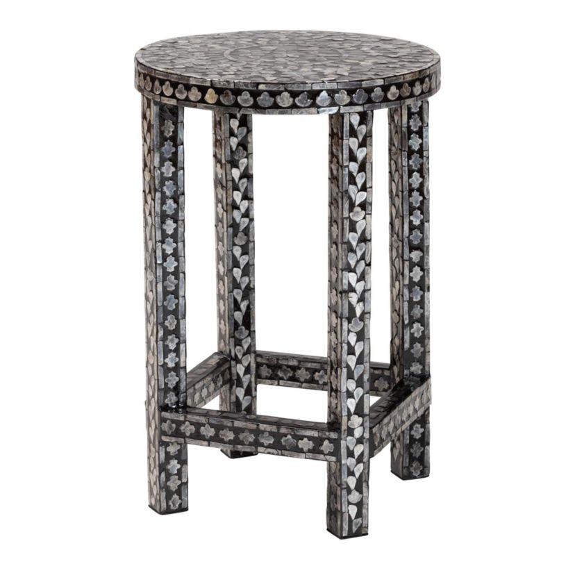 Elara Black and White Mother of Pearl Capiz Shell End Table