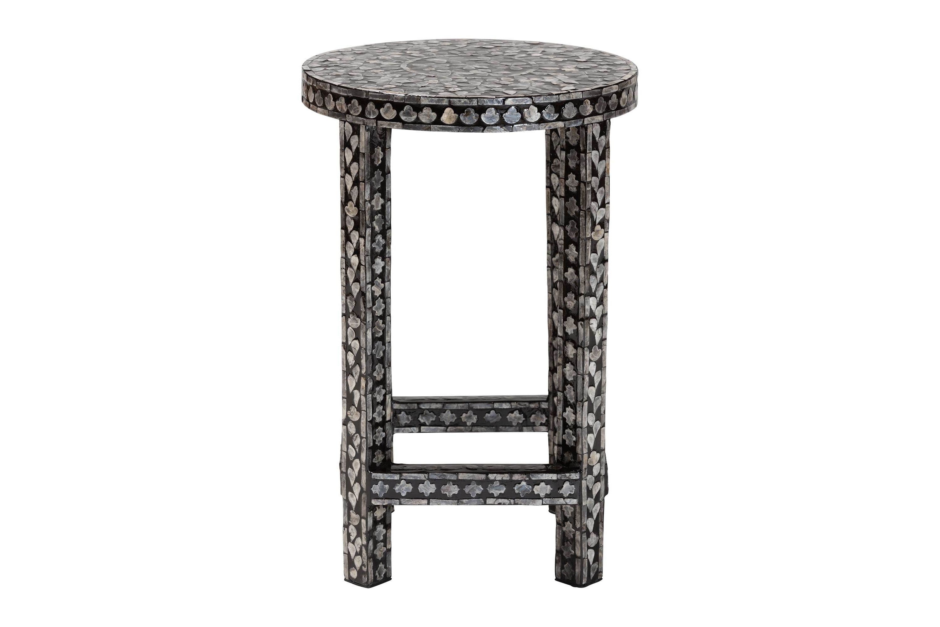 Elara Black and White Mother of Pearl Capiz Shell End Table