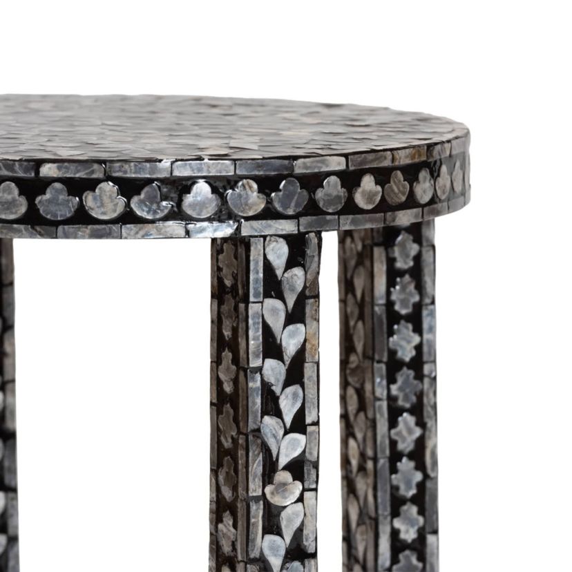 Elara Black and White Mother of Pearl Capiz Shell End Table
