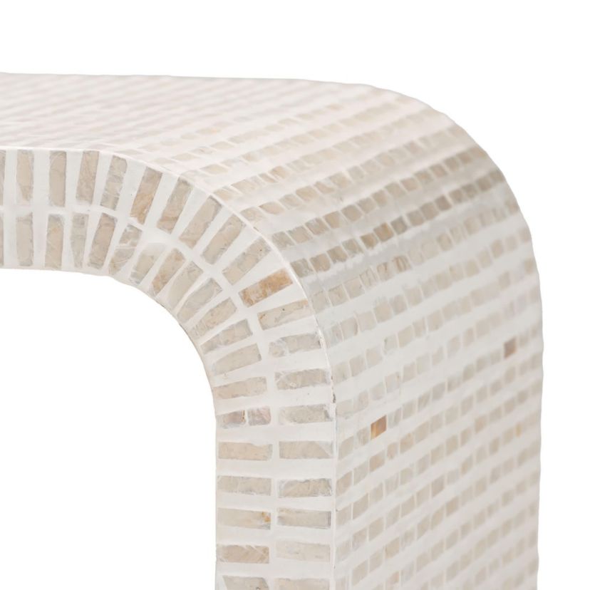 Carlyn Beige and White Mother of Pearl Capiz Shell End Table