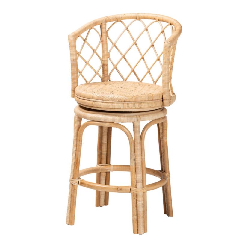 Ayu Light Honey Rattan Swivel Counter Stool