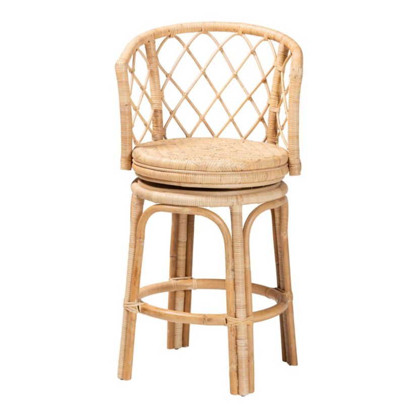 Ayu Light Honey Rattan Swivel Counter Stool