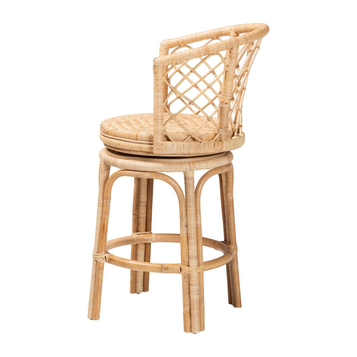 Ayu Light Honey Rattan Swivel Counter Stool