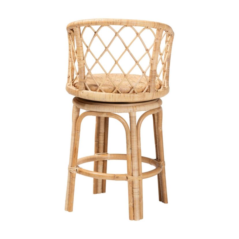 Ayu Light Honey Rattan Swivel Counter Stool