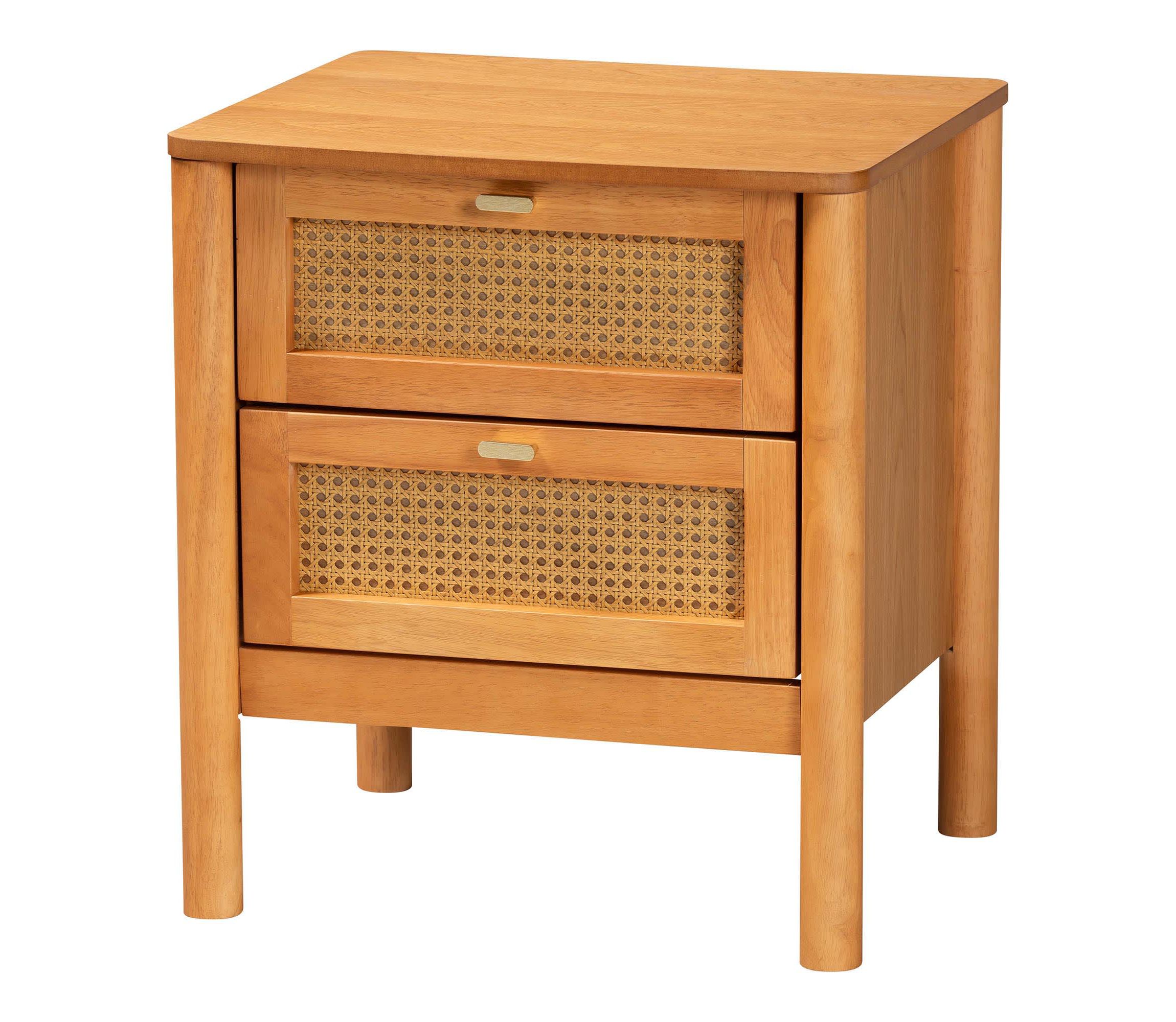 Jenn Golden Brown Wood 3-Piece Storage Set with Distressed-Rattan