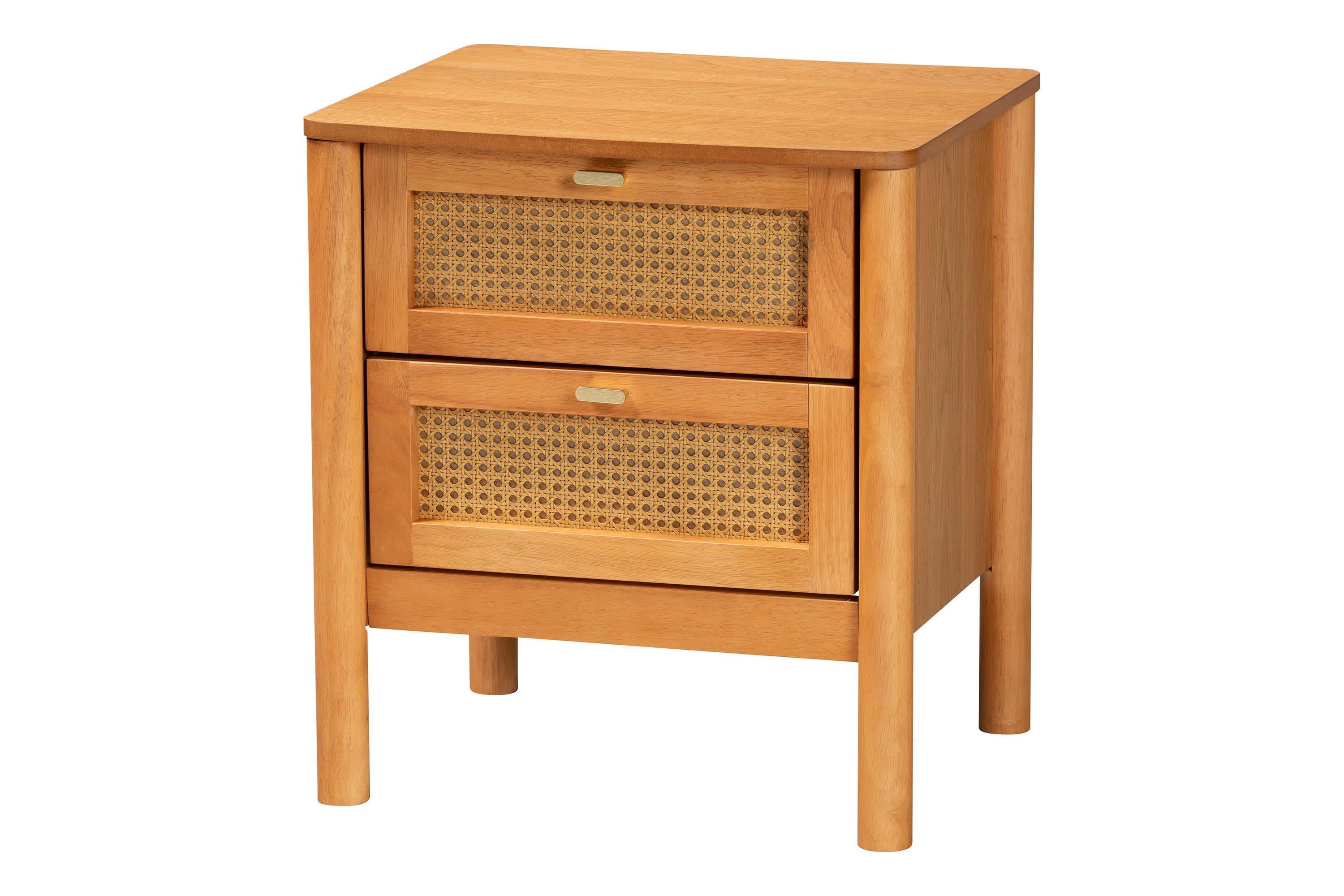 Jenn Golden Brown Wood 3-Piece Storage Set with Distressed-Rattan
