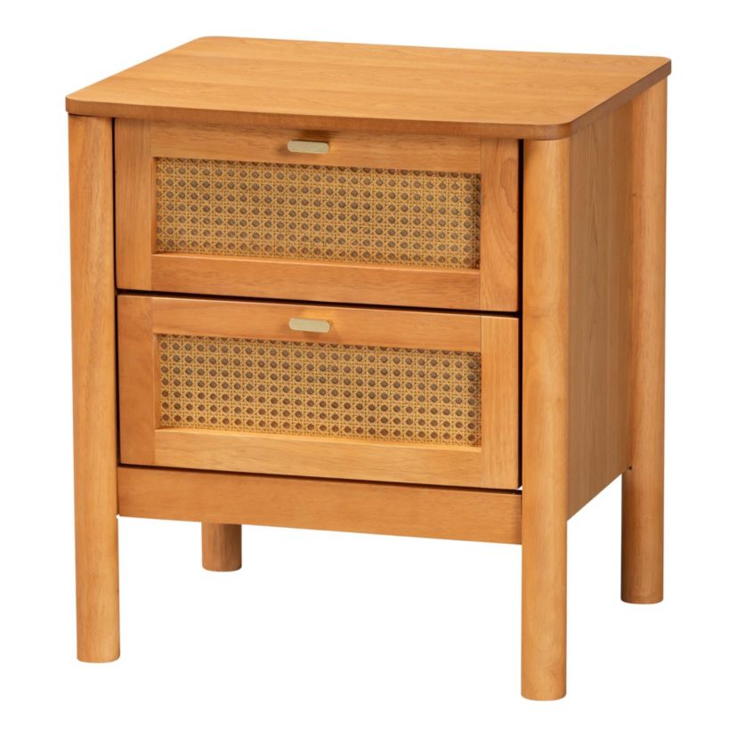 Jenn Golden Brown Wood 3-Piece Storage Set with Distressed-Rattan