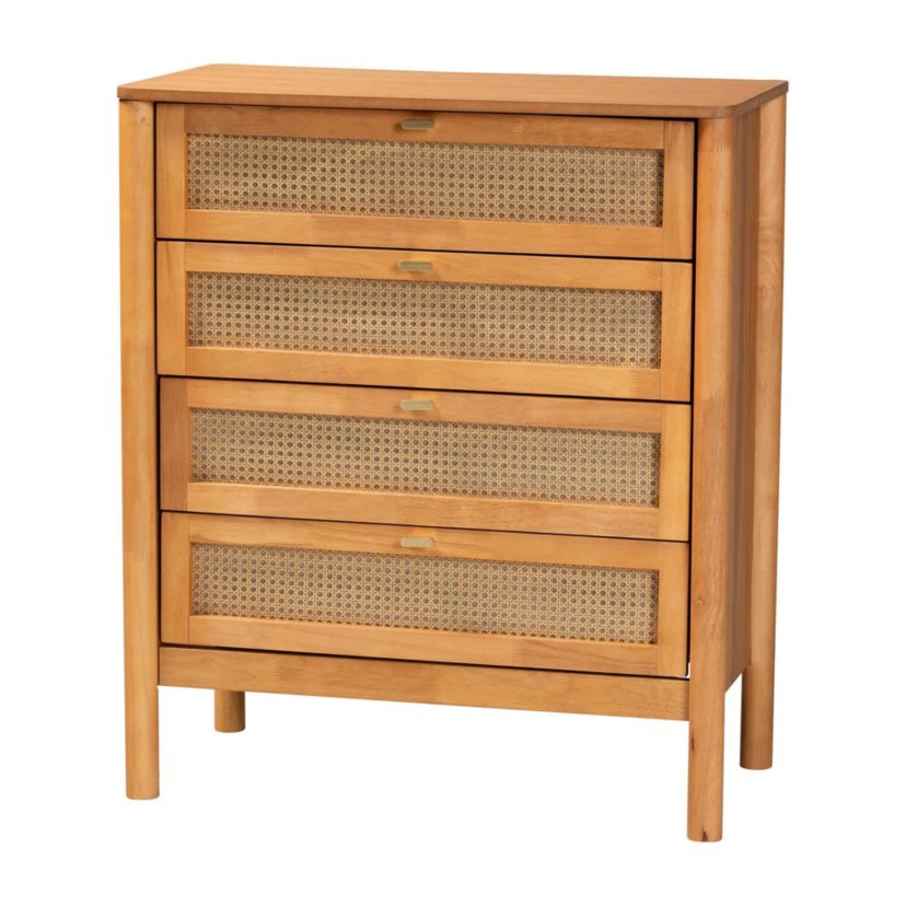 Jenn Golden Brown Wood 3-Piece Storage Set with Distressed-Rattan