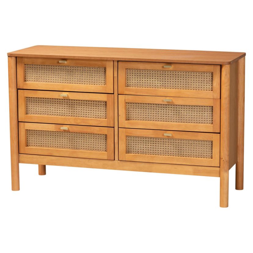 Jenn Golden Brown Wood 3-Piece Storage Set with Distressed-Rattan