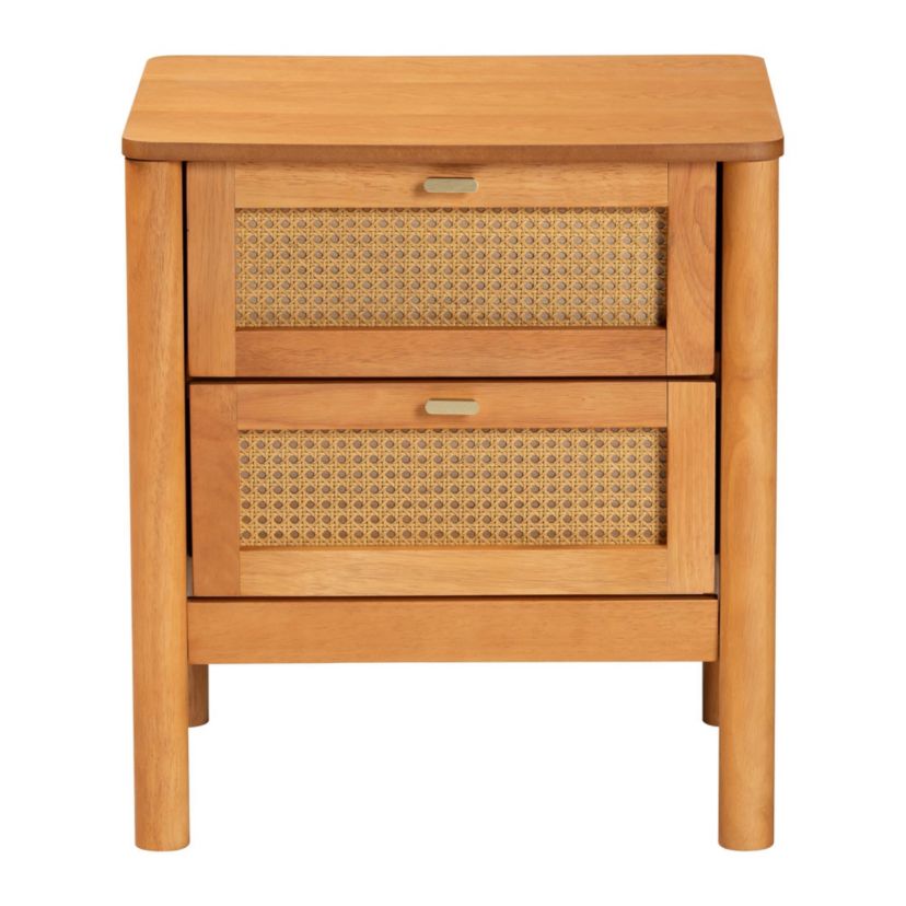 Baxton Studio Jenn Golden Brown Wood 2-Drawer Nightstand with