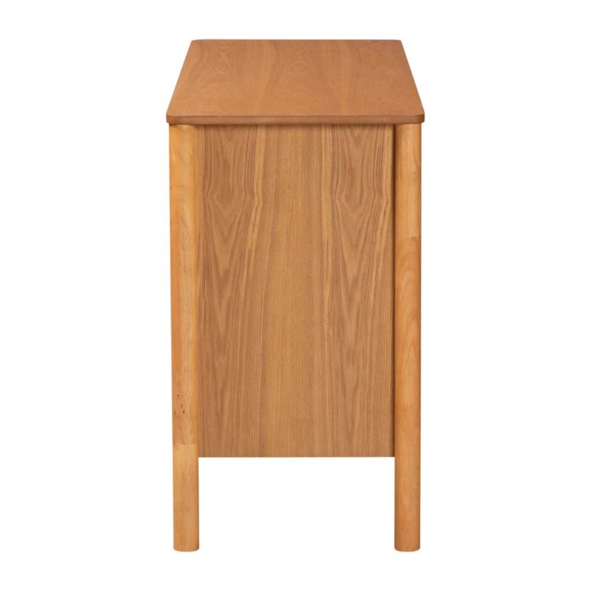 Jenn Golden Brown Wood 6-Drawer Dresser with Distressed-Rattan