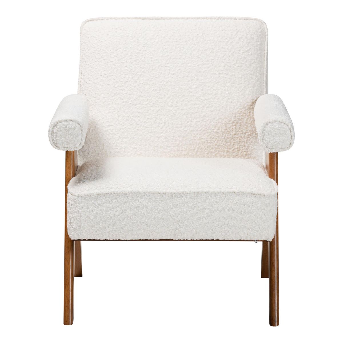 Georgina Cream Boucle and Walnut Brown Wood Accent Chair