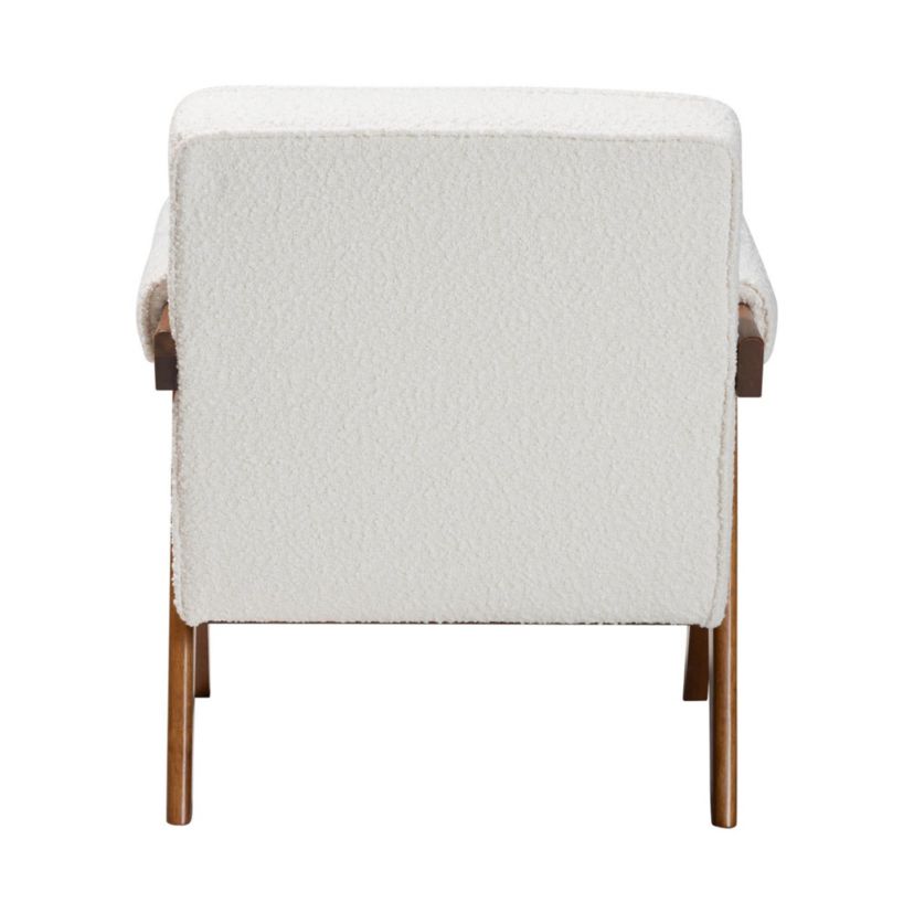 Georgina Cream Boucle and Walnut Brown Wood Accent Chair