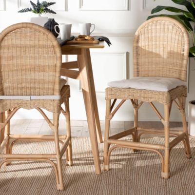 bali & pari Bilu Natural Rattan 2-Piece Counter Stool Set