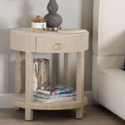 bali & pari Sadia Woven Natural Grasscloth 1-Drawer Nightstand