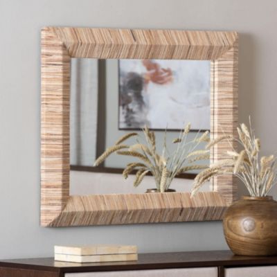 bali & pari Adino Woven Natural Grasscloth Square Accent Mirror