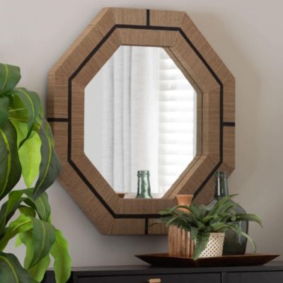 bali & pari Mirai Woven Grasscloth Octagon Accent Mirror