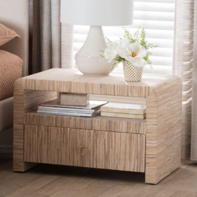 bali & pari Hannah Woven Grasscloth 1-Drawer Nightstand