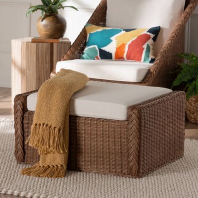 bali & pari Derris Peanut Brown Braided Rattan Footstool