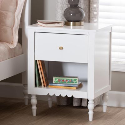Baxton Studio Roni White Wood 1-Drawer Nightstand