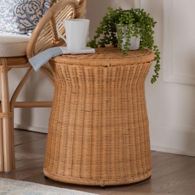 bali & pari Caroline Round Natural Rattan End Table