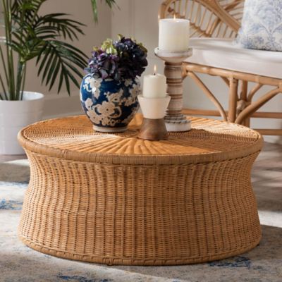bali & pari Caroline Round Natural Rattan Coffee Table