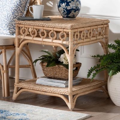 bali & pari Oxford Braided Natural Rattan End Table