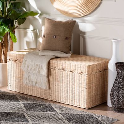 bali & pari Damita Scallop Natural Rattan Chest with Lift-top Lid