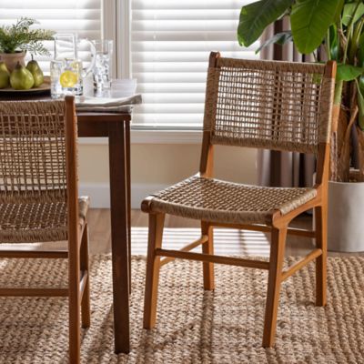 bali & pari Ariba Dining Chair with Mahogany Wood Frame and Viro Fiber Weaving