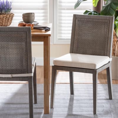bali & pari Sofia Rattan Dining Chair with Cushion in French Grey