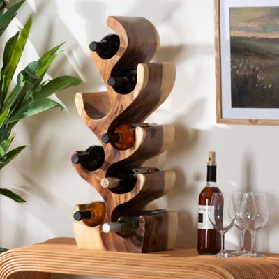 bali & pari Matana Suar Wood Wine Rack with 8-Bottle Capacity