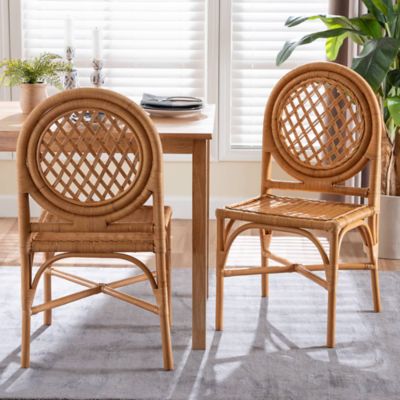 bali & pari Oxford Round Back Rattan Dining Chair (2/Set)