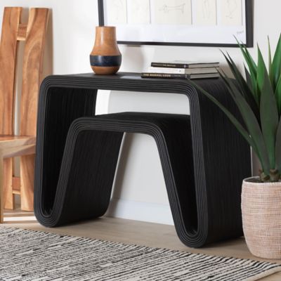 bali & pari Abebi Black Rattan Waterfall Console Table