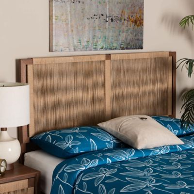 bali & pari Holitz Natural Rope Woven King Headboard - Mountable Bed Backboard with Bayur Wood Frame, Brown