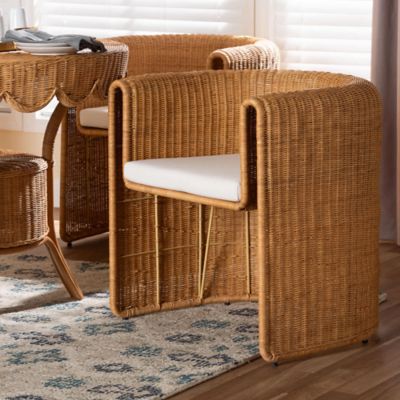 bali & pari Carina Natural Rattan Barrel Dining Chair