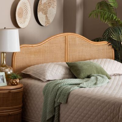 bali & pari Adelita Natural Rattan Arched Queen Headboard with Rattan Frame