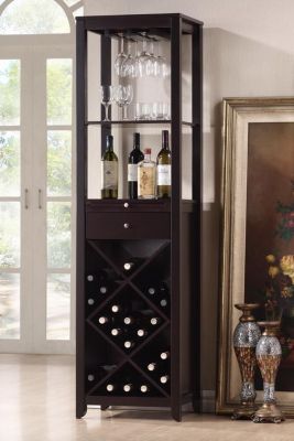 Austin Brown Wood Modern Wine Tower