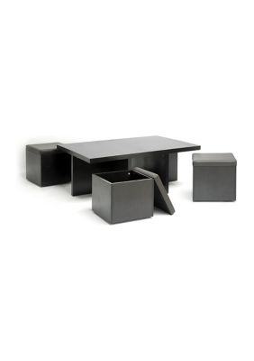 Prescott Modern Table and Stool Set with Hidden Storage