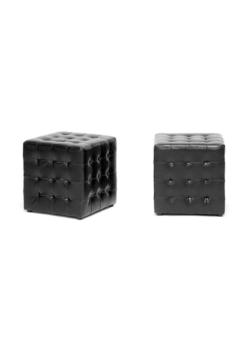 Siskal Black Modern Cube Ottoman