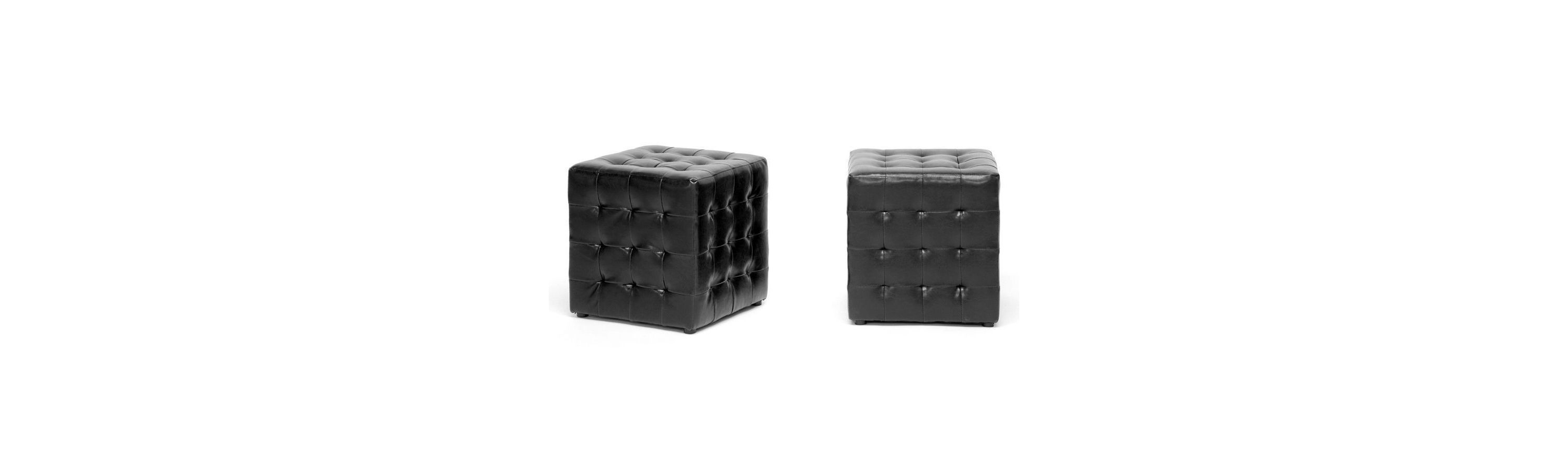 Siskal Black Modern Cube Ottoman