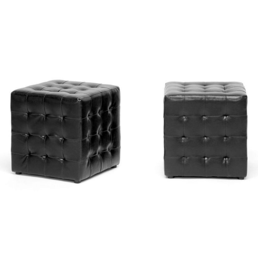Siskal Black Modern Cube Ottoman