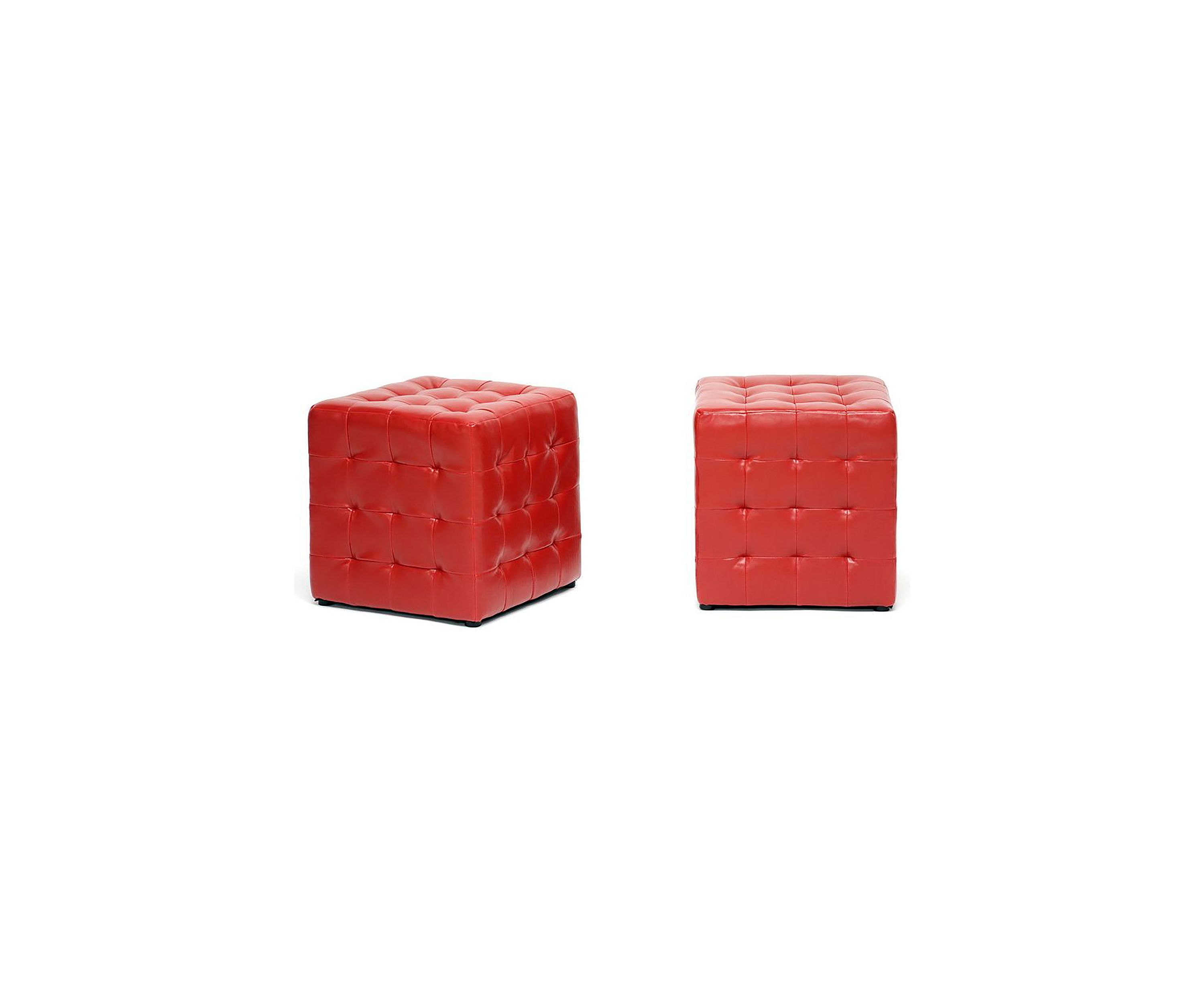 Siskal Red Modern Cube Ottoman