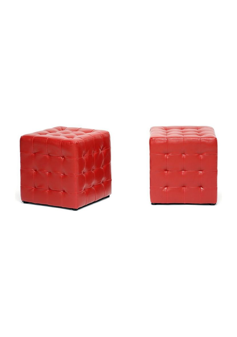 Siskal Red Modern Cube Ottoman